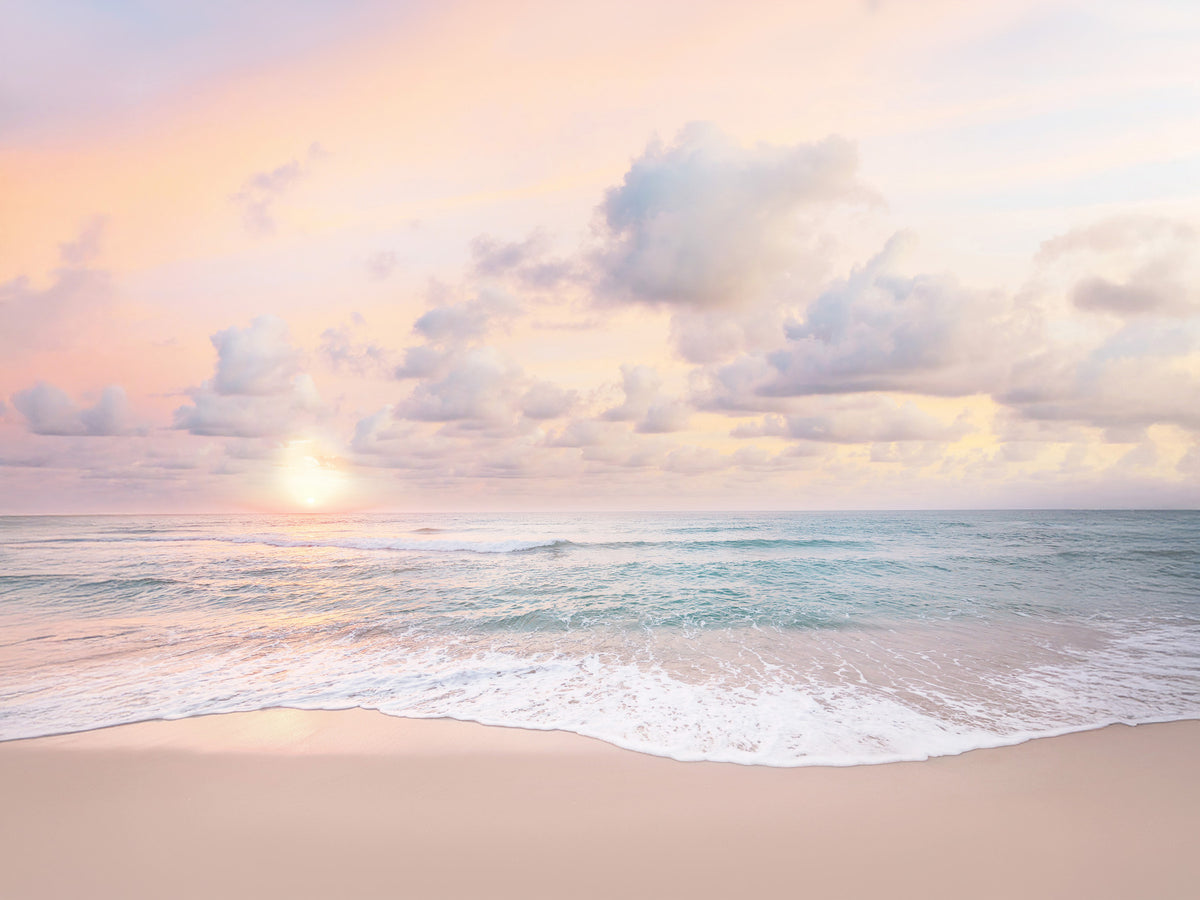 Peach Sky, Teal Sea Wall Mural in your room — zoomed