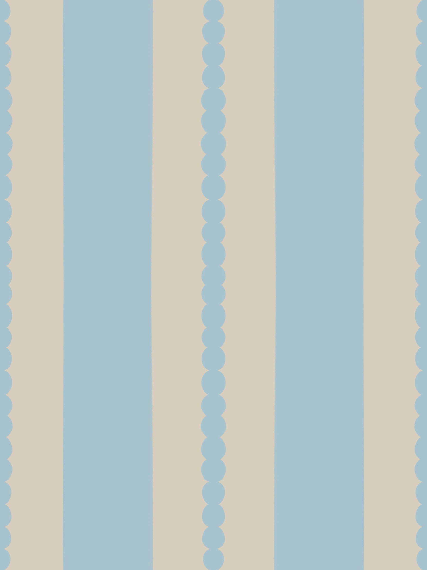 Scalloped Serenity Stripes Wallpaper displayed brightly in a kids' room.