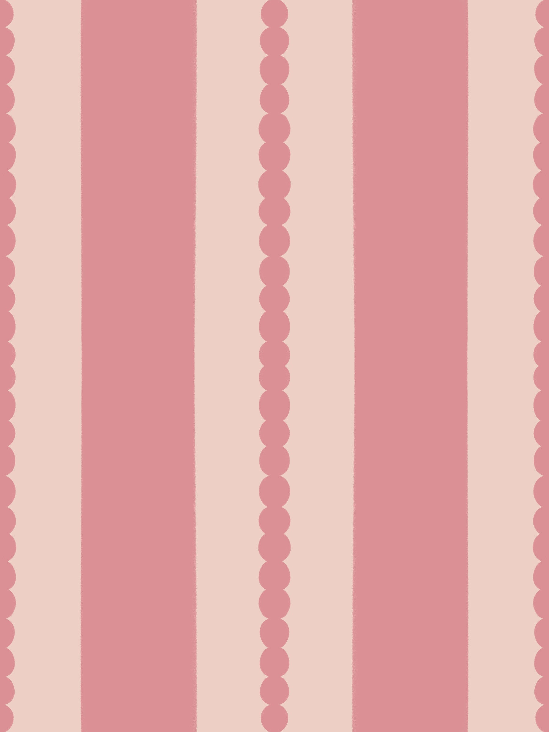 Light hues in the kids room showing the Blush Scallop Stripes Wallpaper surface.