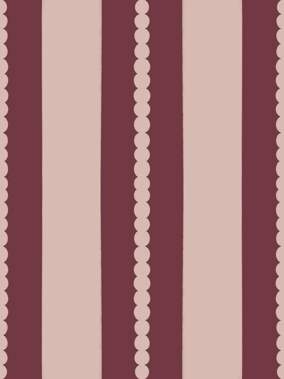 Blush & Berry Scallop Stripes Wallpaper⁠ in your room — zoomed