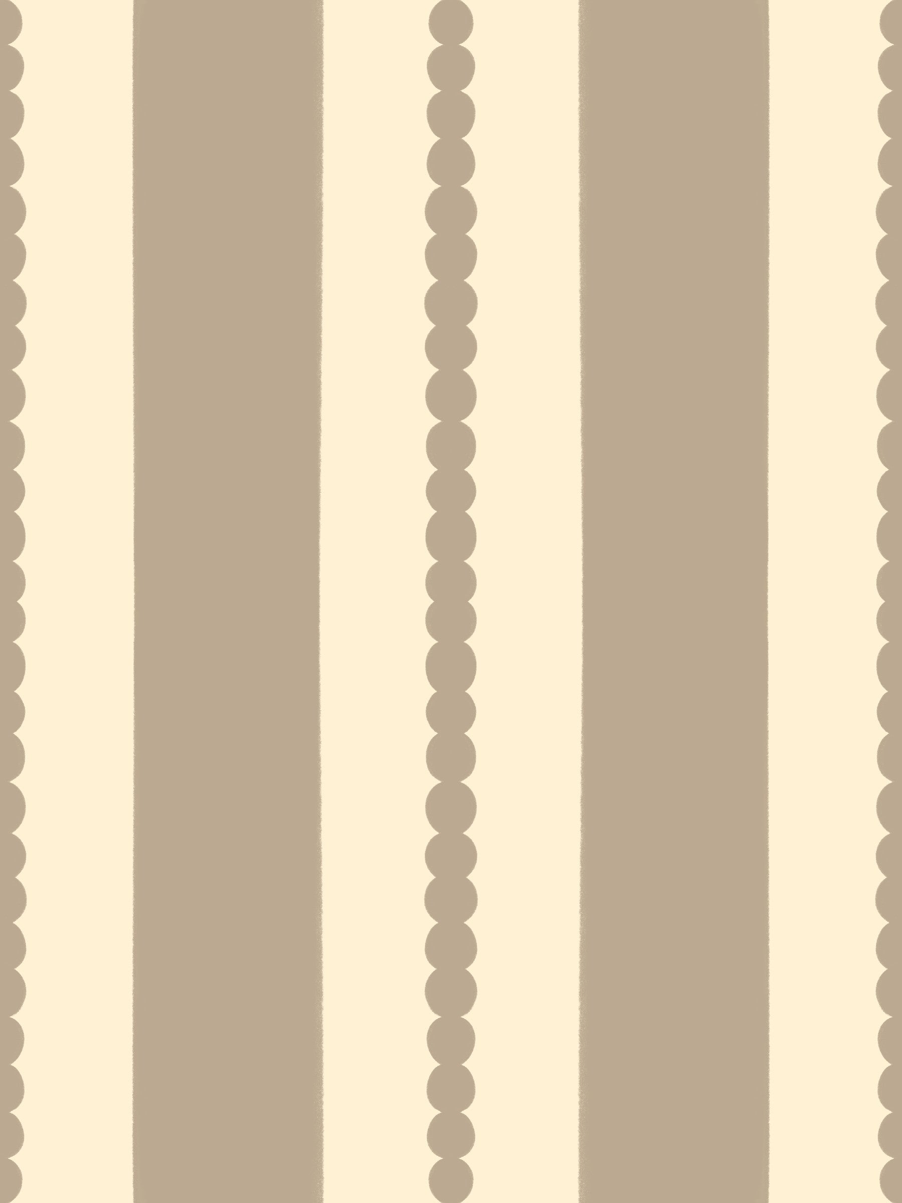 The Subtle Scallop & Dot Stripes Wallpaper in a modern living room.