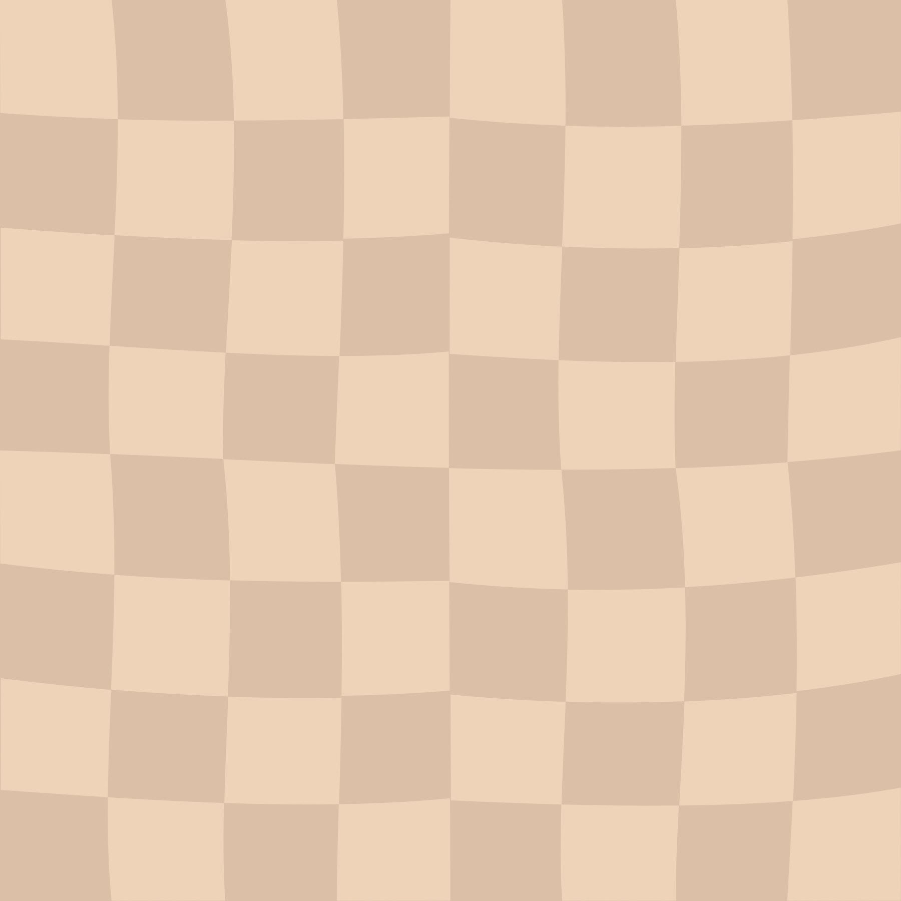 Beige and cream squares fill the living room as Muted Wavy Check wallpaper.