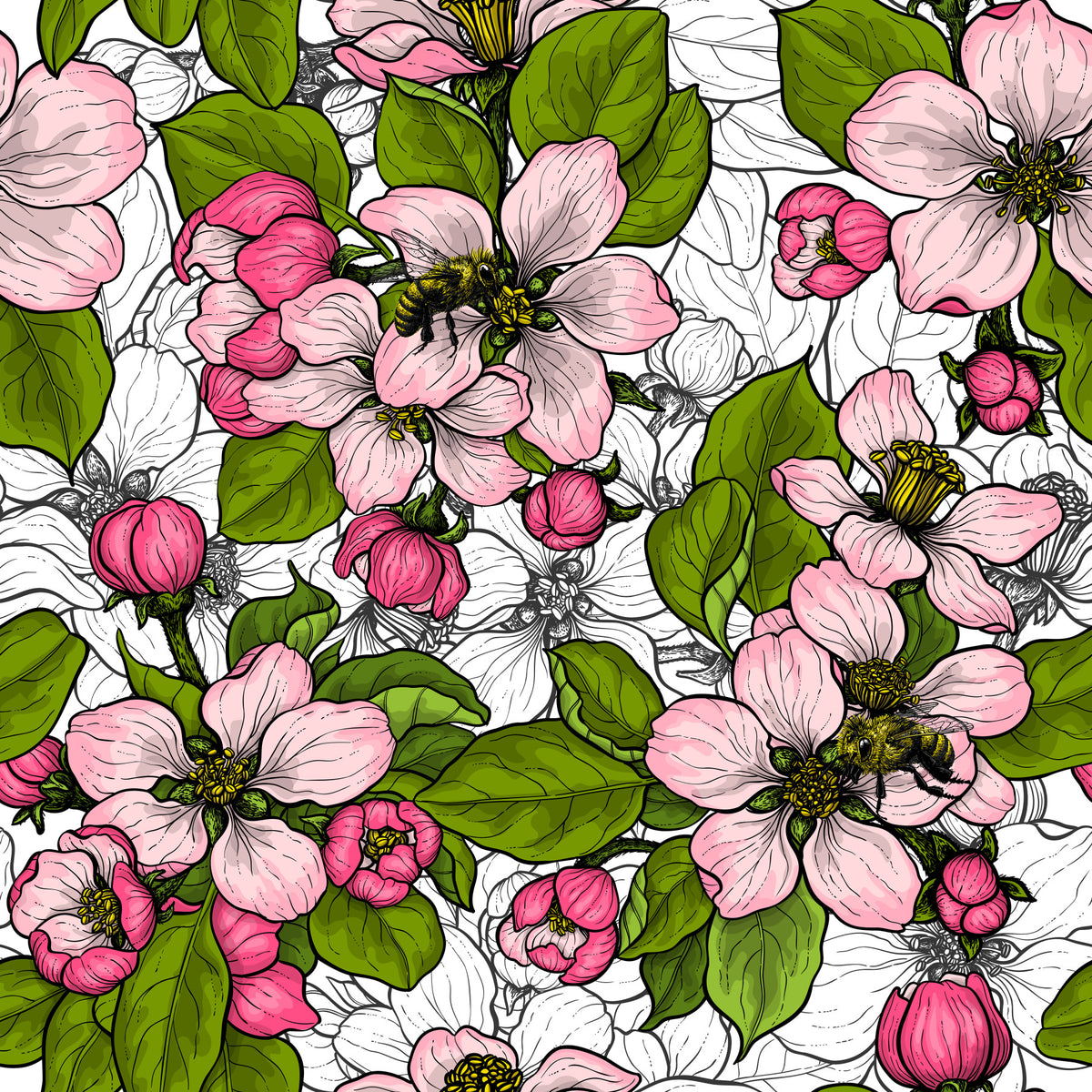 Apple blossom on white 2 Wallpaper⁠ in your room