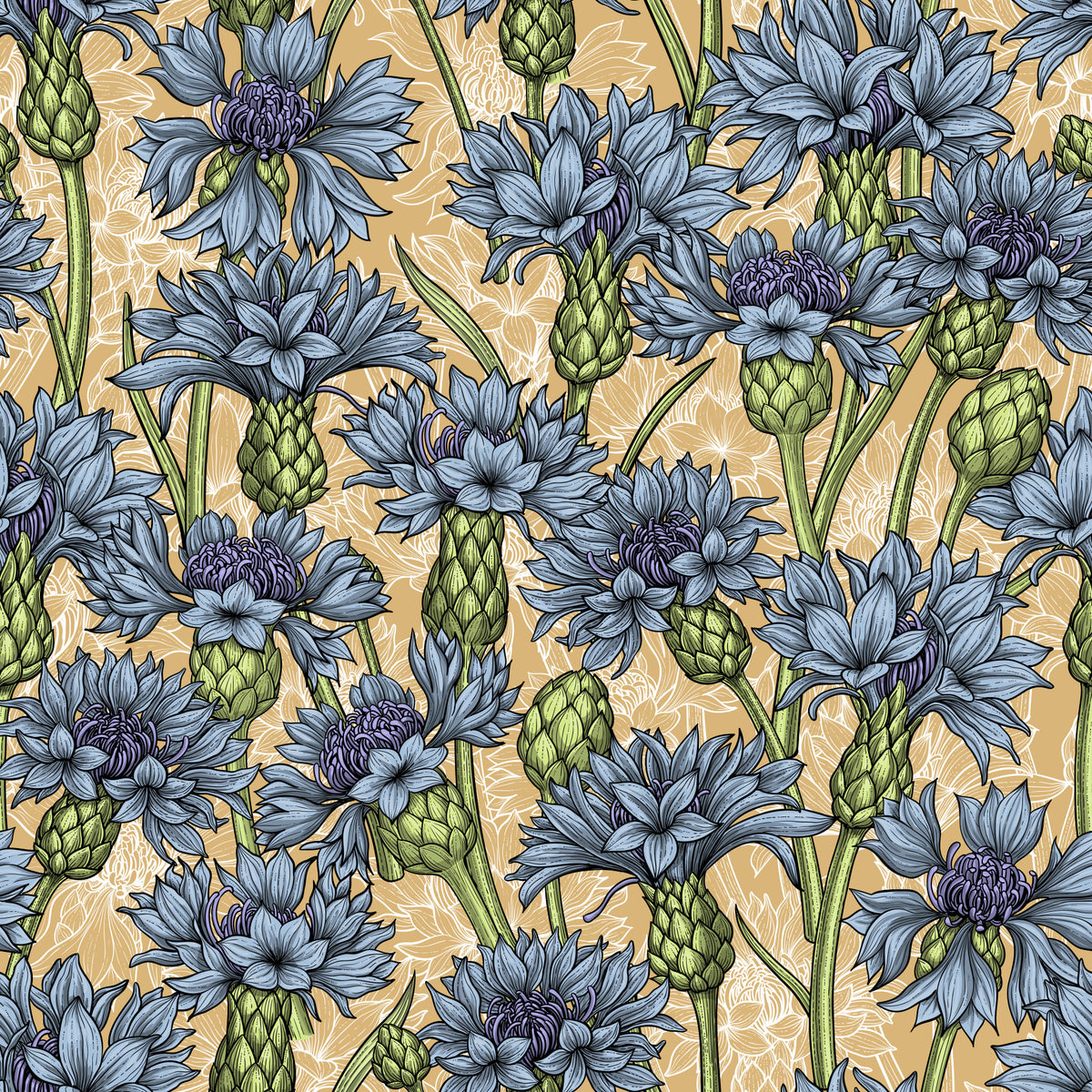 Cornflowers Wallpaper⁠ in your room — zoomed