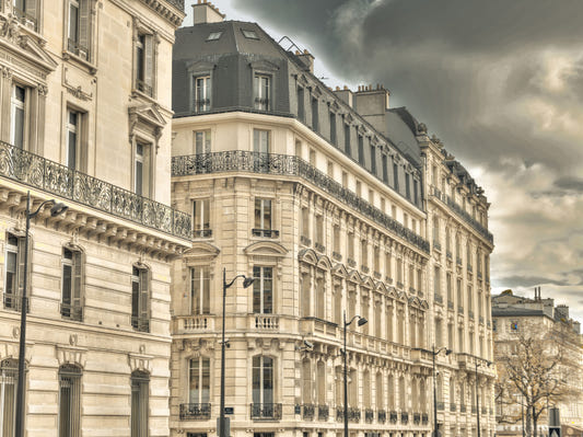 Parisian Facades & Dramatic Skies Wall Mural