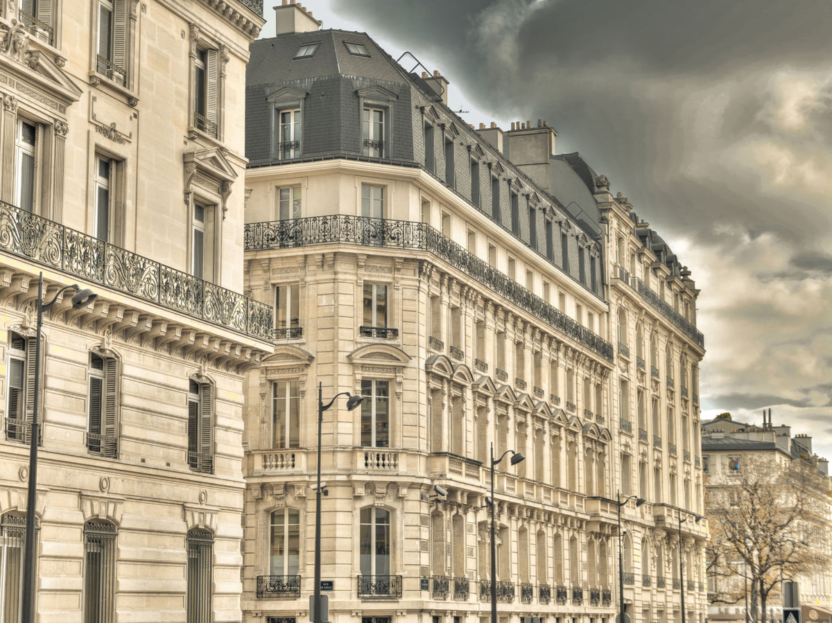 Parisian Facades & Dramatic Skies Wall Mural in your room
