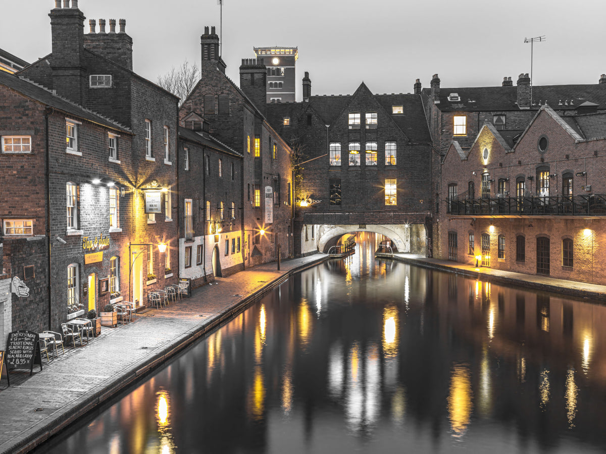 Urban Canal Twilight Wall Mural in your room — zoomed