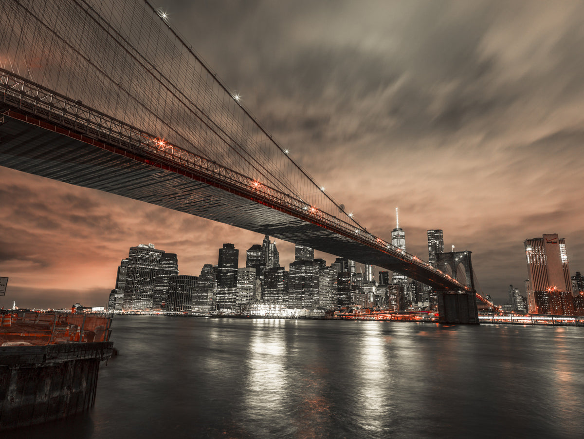Iconic Bridge, Fiery Cityscape Wall Mural in your room — zoomed