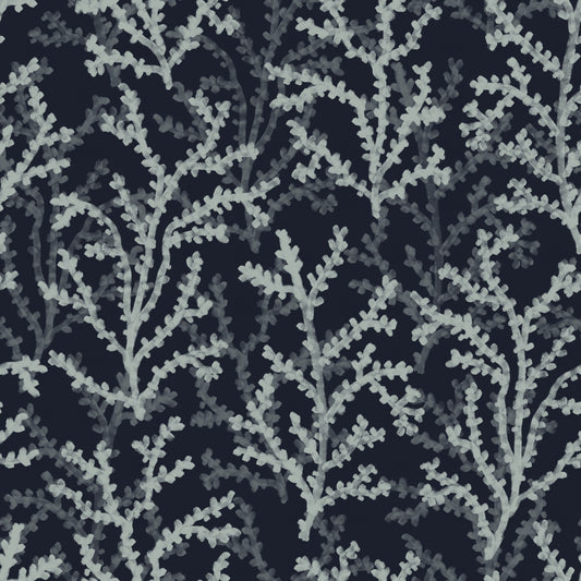 Painted Coraline Greenish Grey Dark Wallpaper⁠
