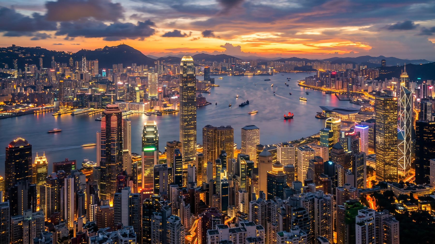 Hong Kong Twilight Skyline Wall Mural
