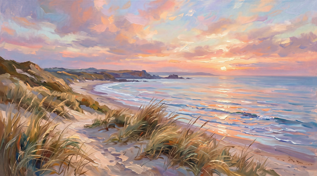 Golden Hour Coastal Escape Wall Mural in your room — zoomed