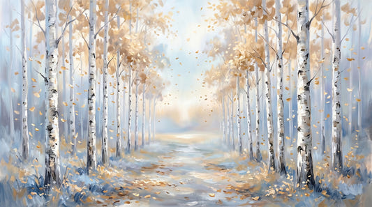 Golden Birch Path Wall Mural
