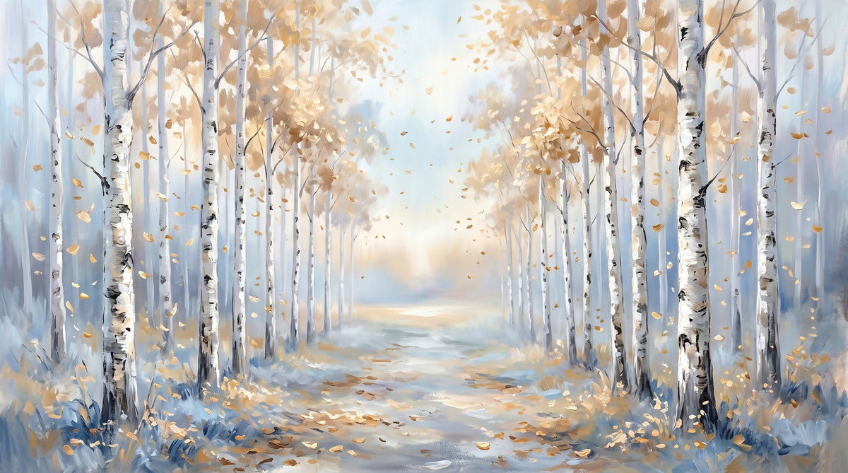 Golden Birch Path Wall Mural in your room