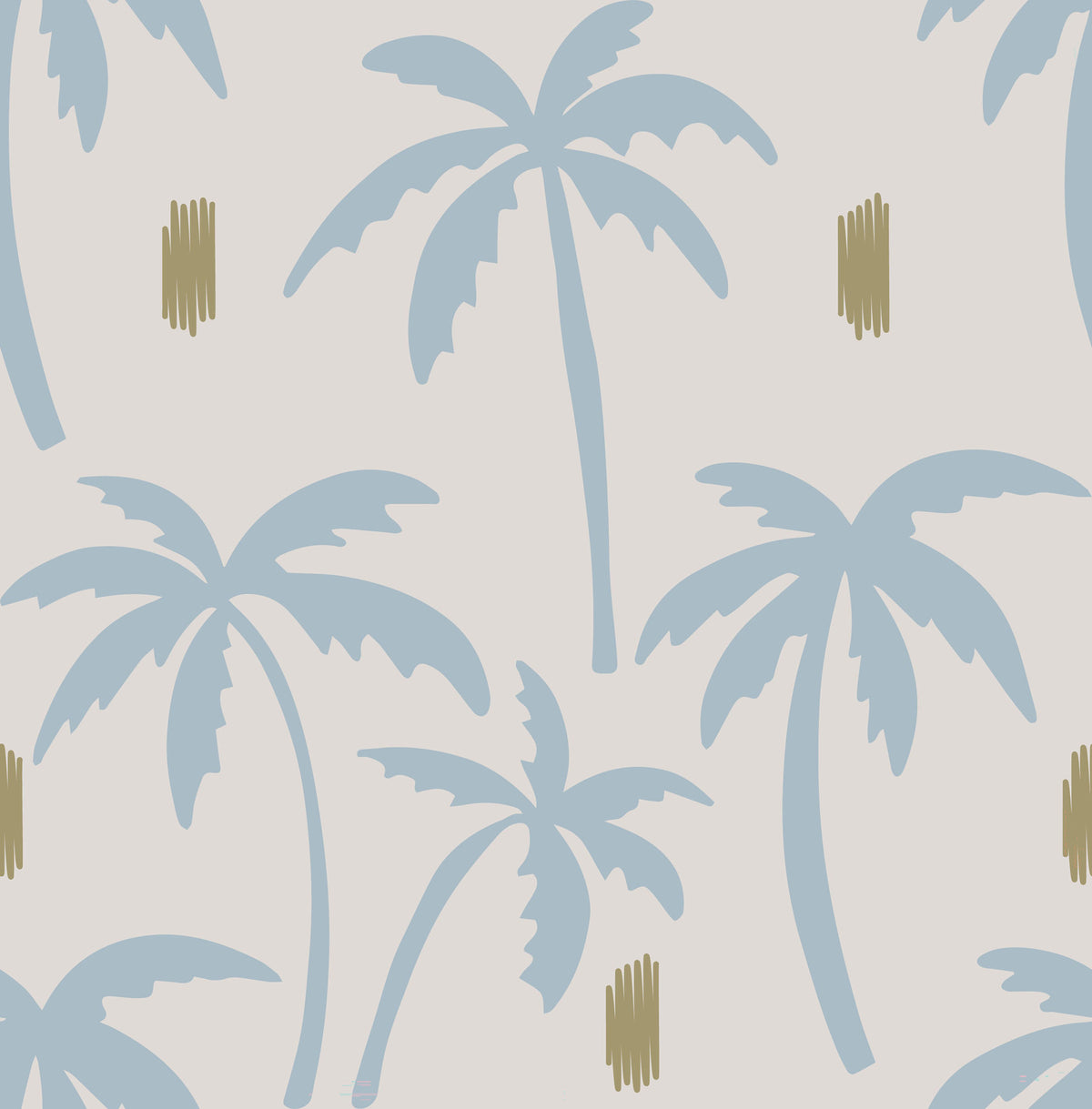 Light Blue Palm Tree Wallpaper Boho Coastal Wallpaper⁠ in your room — zoomed