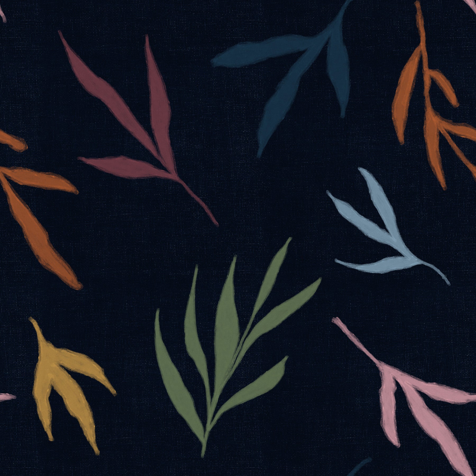 Bedroom wallpaper featuring Tropical Leaves Wallpaper in rich tones
