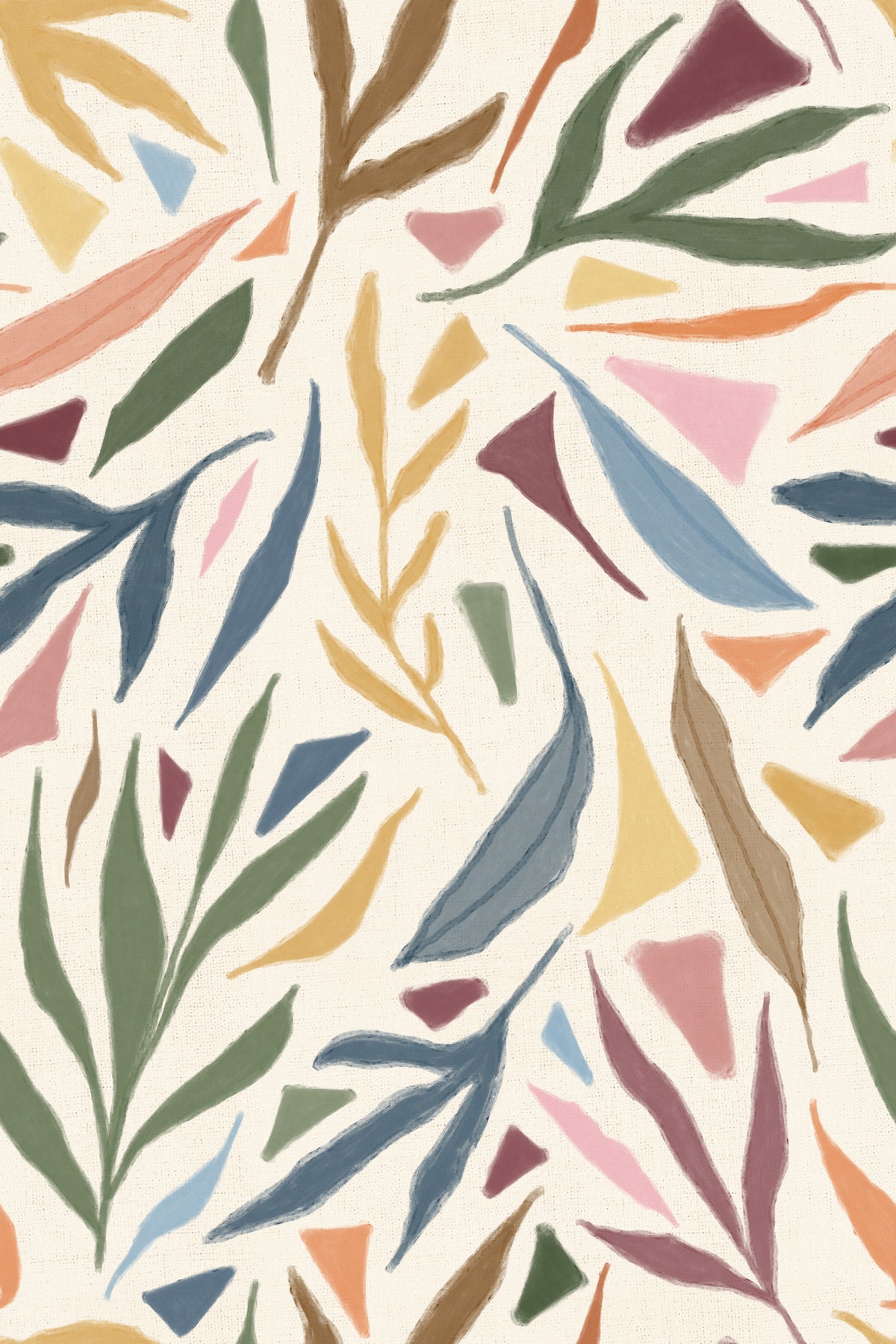 Tropical Painted Collage Wallpaper⁠ in your room — zoomed