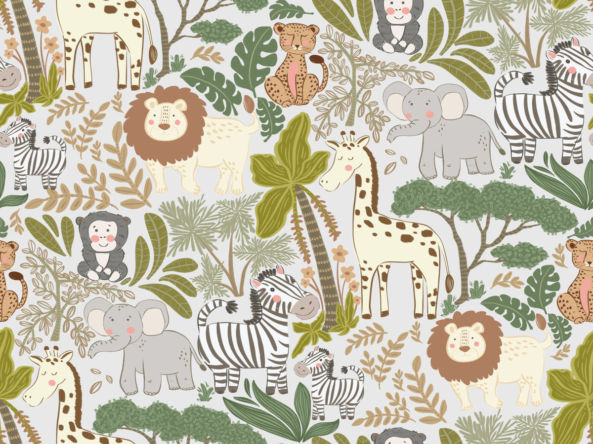 Whimsical Safari Pals Wallpaper⁠ in your room