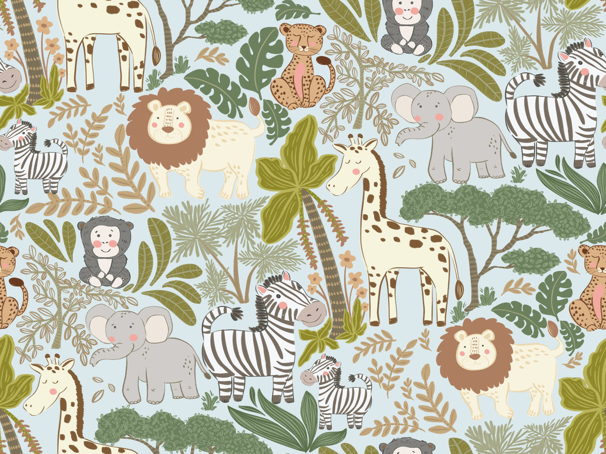 Gentle Safari Pals Wallpaper⁠ in your room — zoomed