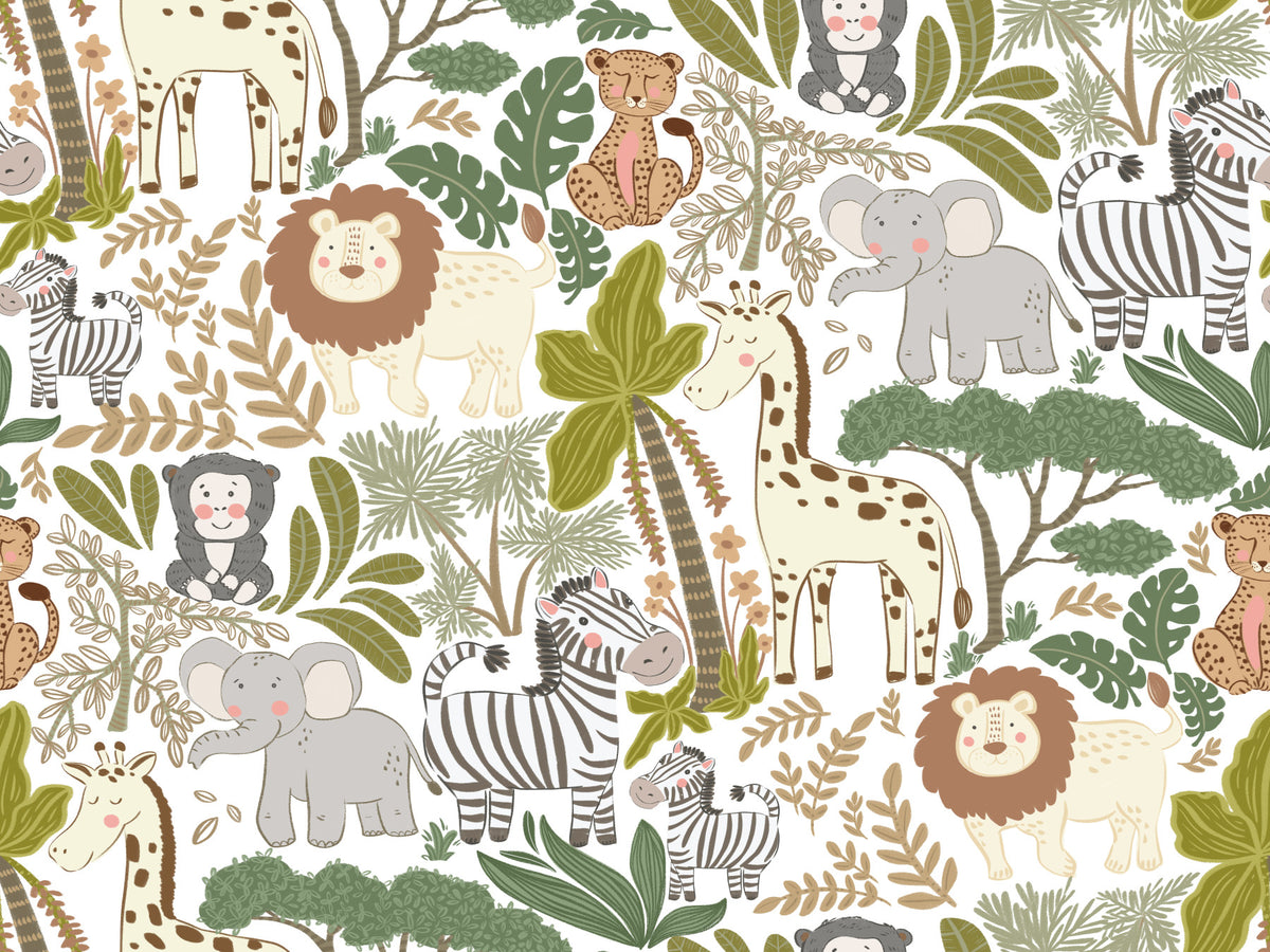 Playful Jungle Pals Wallpaper⁠