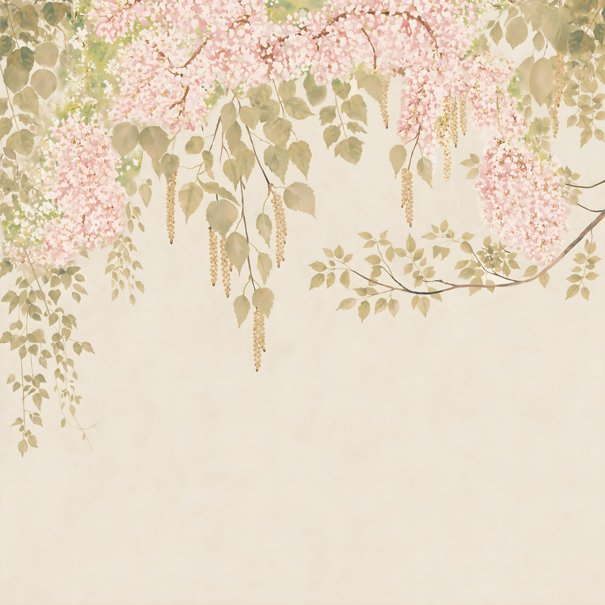 Soft Pink Wisteria Canopy Wall Mural in your room