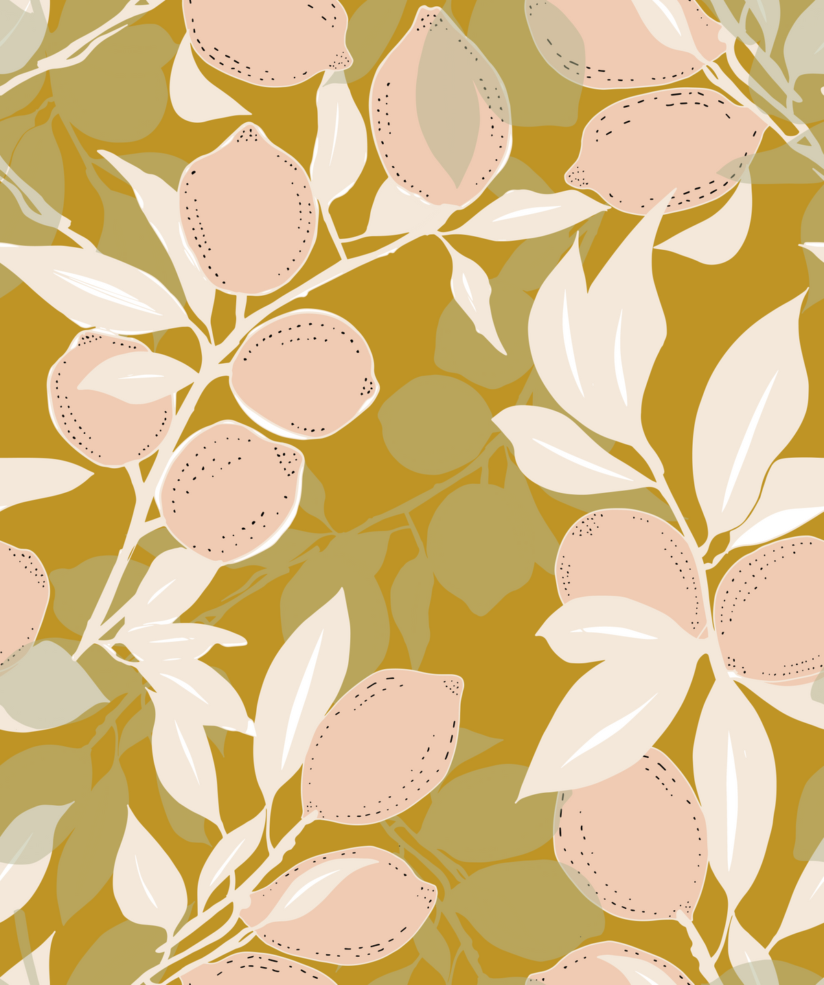 Mustard Lemon Wallpaper Mediterranean Kitchen Wallpaper⁠ in your room — zoomed