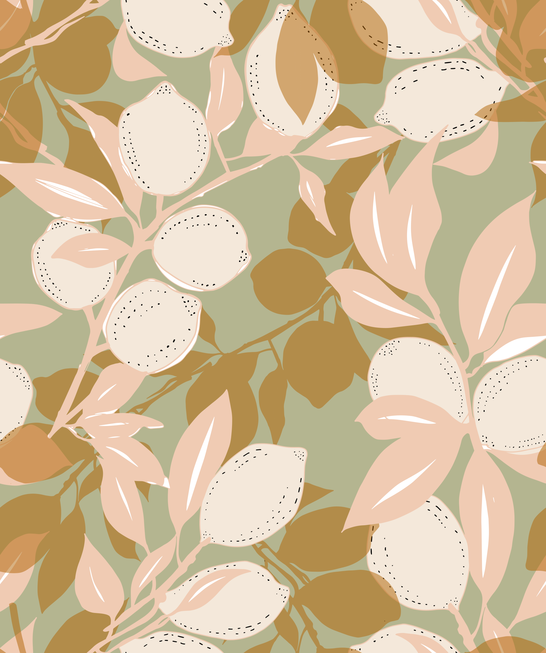 Sage Lemon Wallpaper Mediterranean Kitchen Wallpaper⁠