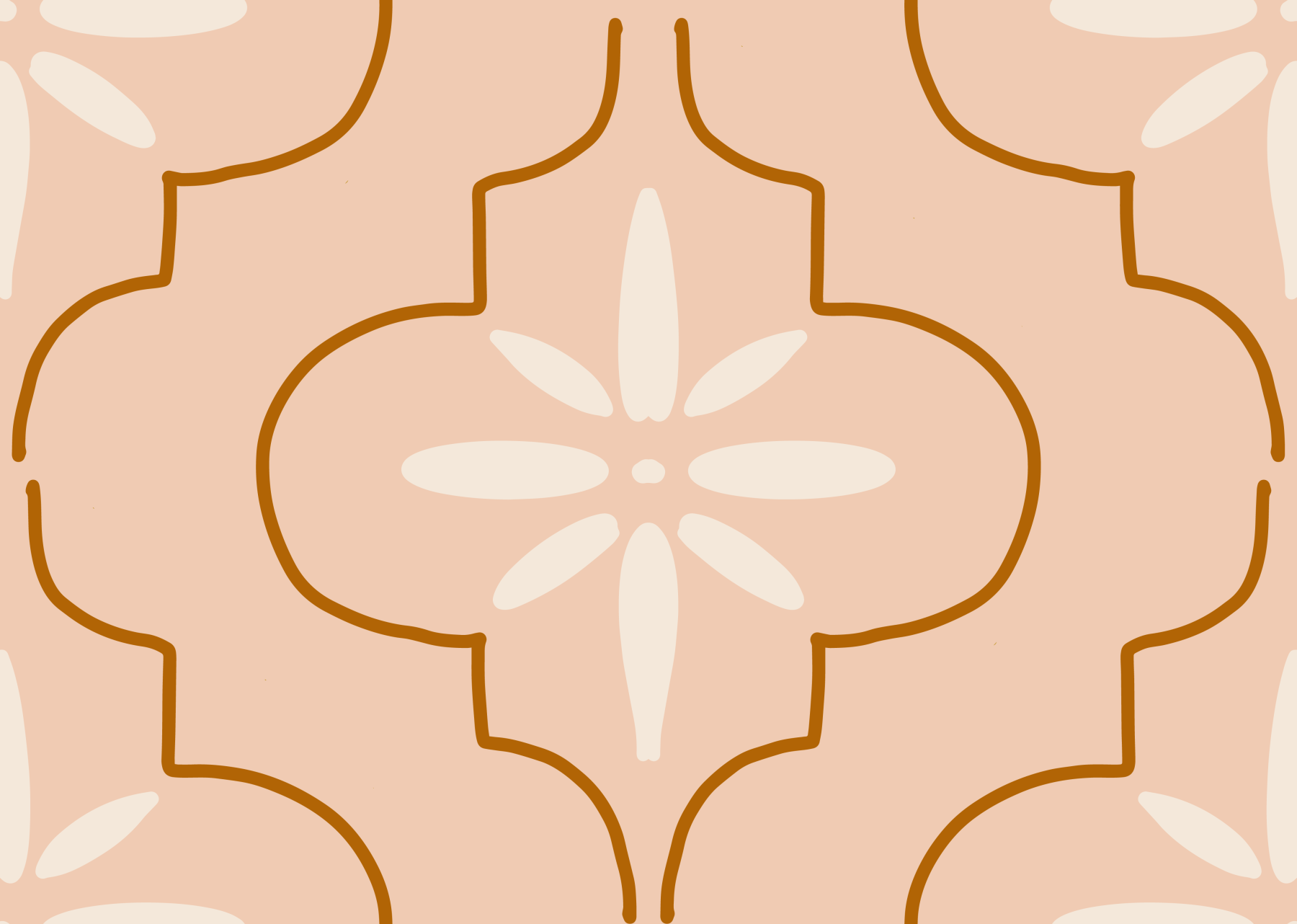 Curved linework gives this Peach Terracotta Tile Wallpaper a soft look