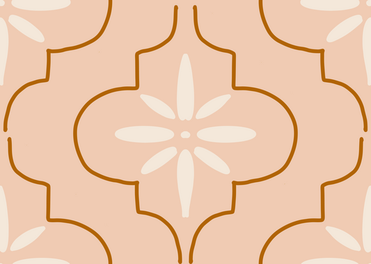 Peach Terracotta Tile Wallpaper Mediterranean Geometric Wallpaper⁠