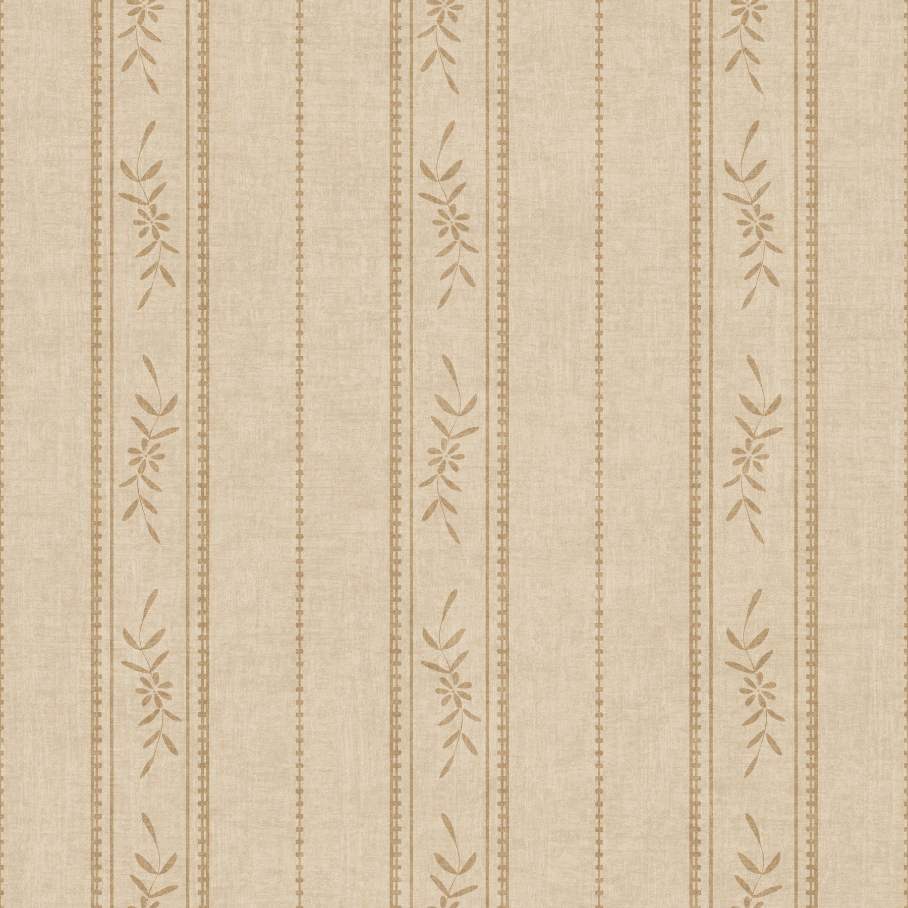 Dining room with Vintage Ticking Stripe Linen Wallpaper in soft sand beige tones