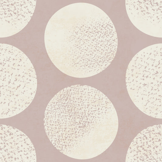 Organic Polka Dots Stippled Modern Cream on Dusty Rose Wallpaper⁠