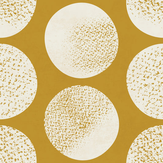 Organic Polka Dots Stippled Modern Cream on Mustard Wallpaper⁠