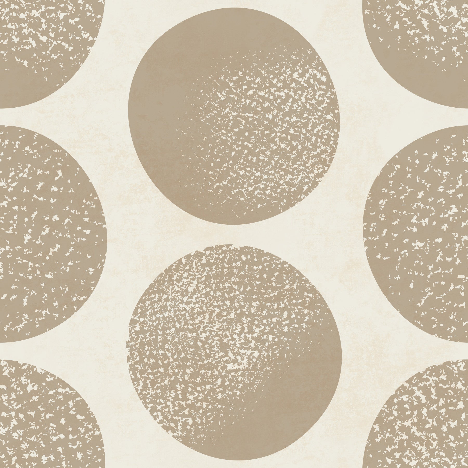 Living room with warm beige polka dot wallpaper on a cream background