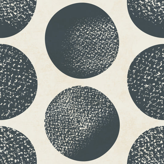 Organic Polka Dots Stippled Modern Dark Blue on Cream  Wallpaper⁠