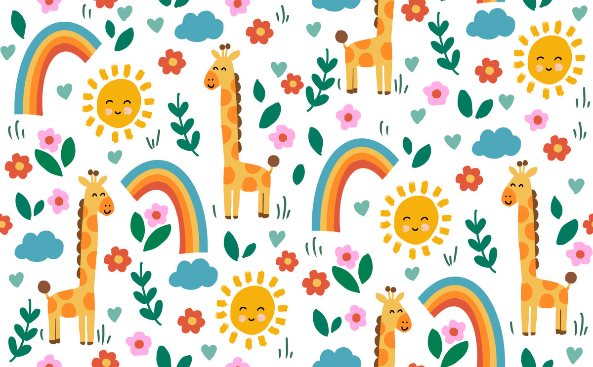 Giraffe Jungle Safari Wallpaper⁠ in your room — zoomed