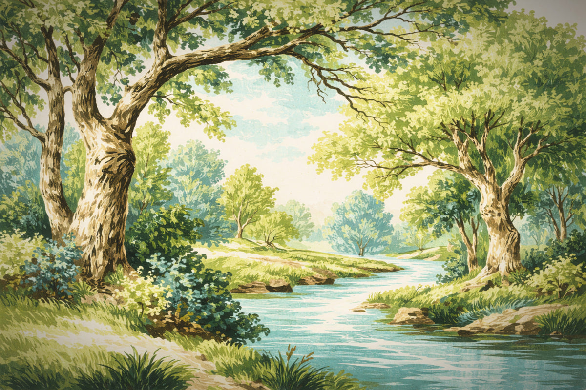 Enchanted Woodland Stream Wall Mural in your room — zoomed