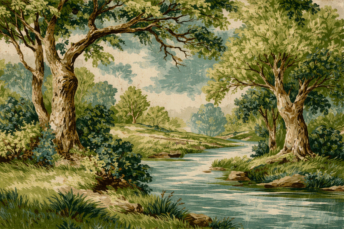 Woodland River Bend Wall Mural in your room