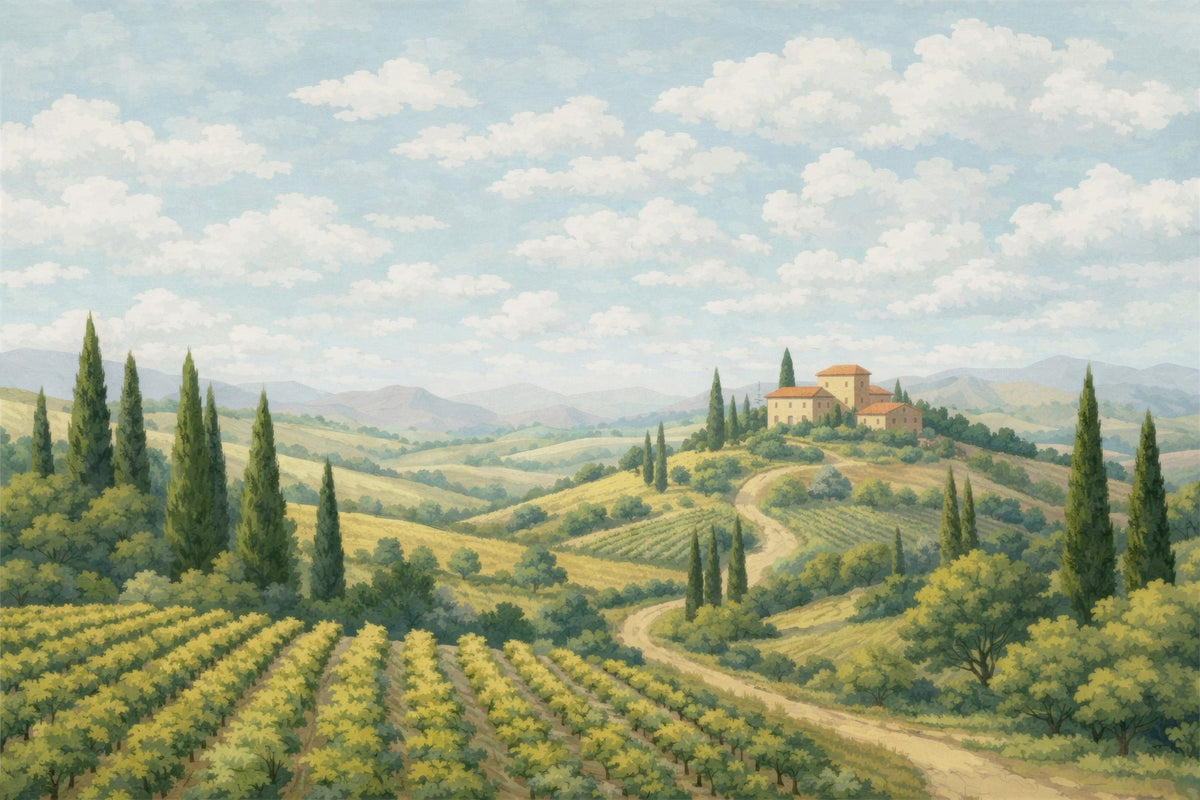 Tuscan Vineyard Vista Wall Mural in your room