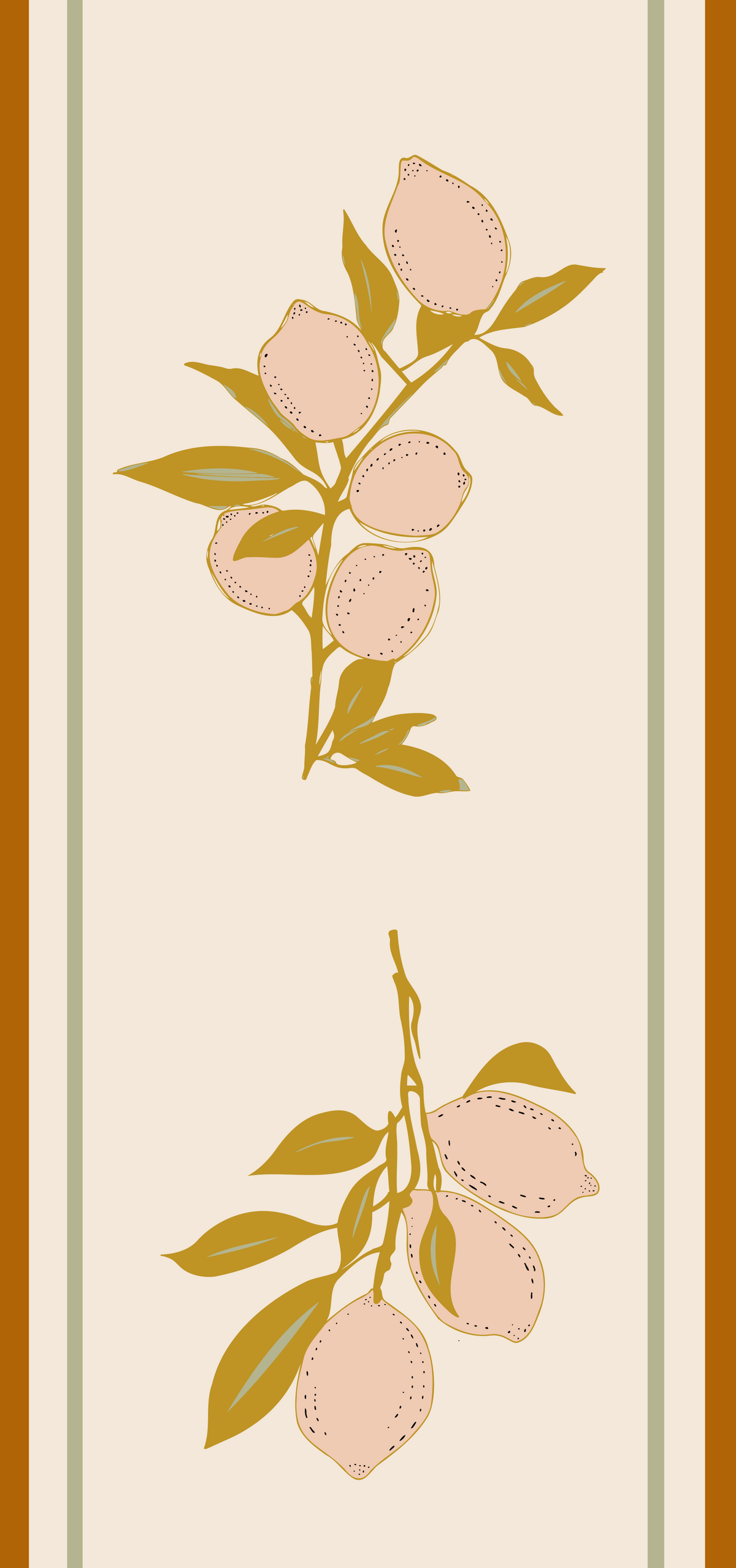 Pink Lemon Branch Wallpaper Mediterranean Style Wallpaper⁠ in your room — zoomed