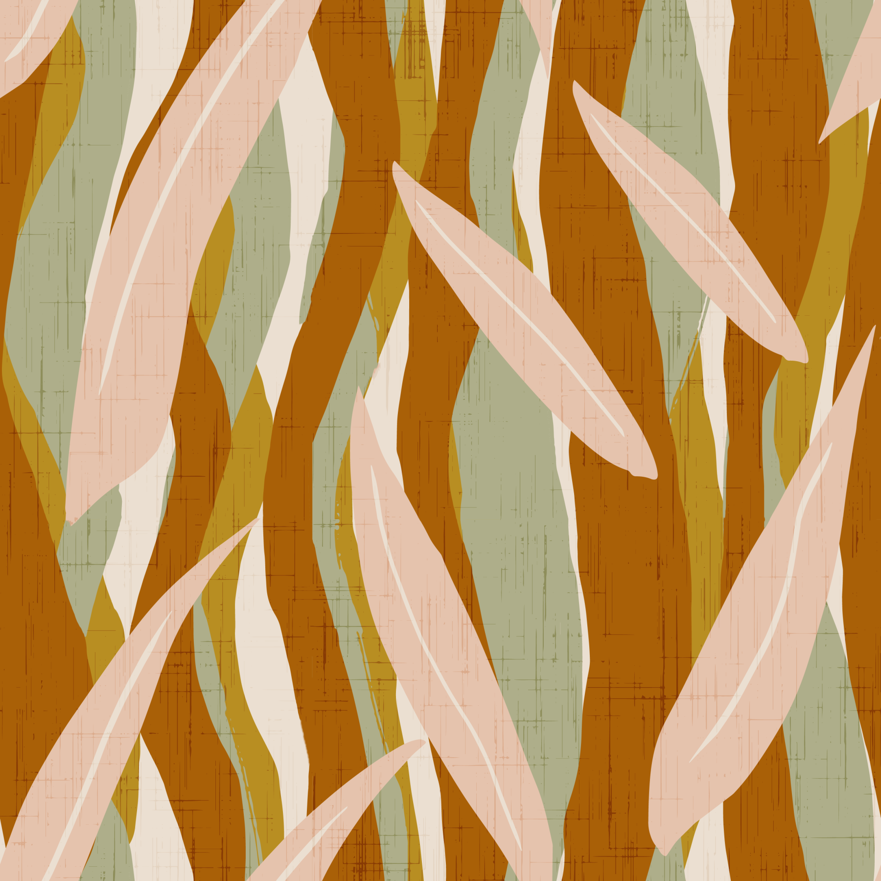 Terracotta Olive Leaf Stripe Wallpaper Boho Organic Wallpaper⁠