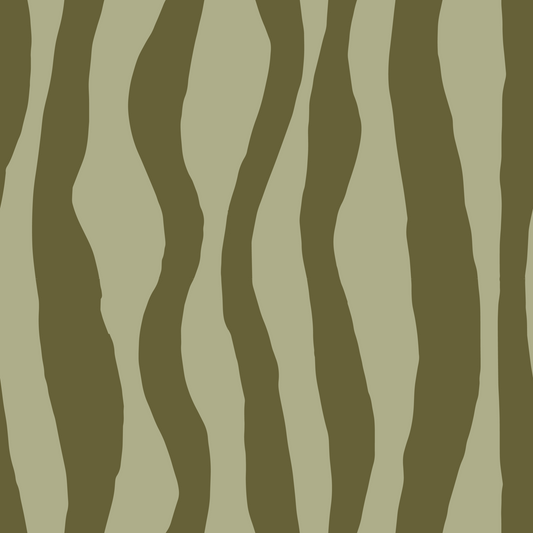 Olive Green Wavy Stripe Wallpaper Organic Retro Wallpaper⁠