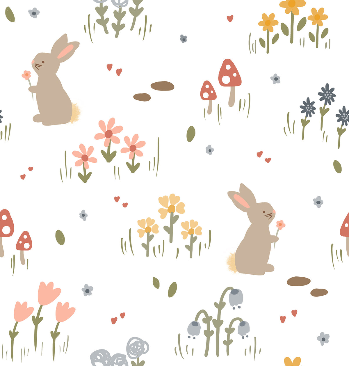 Sweet Meadow Bunnies Wallpaper⁠
