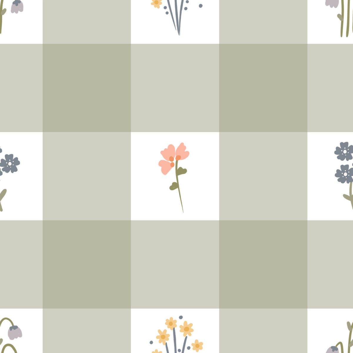 Gingham Floral Wallpaper⁠ in your room