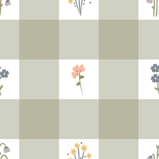 Gingham Floral Wallpaper⁠