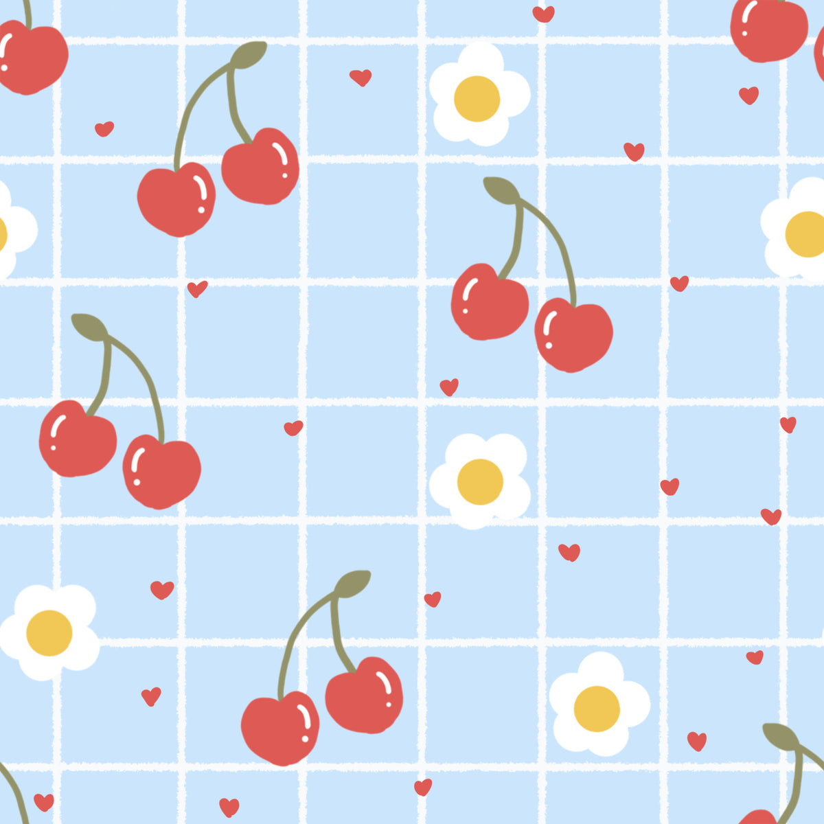 Sweet Cherry Gingham Wallpaper⁠ in your room
