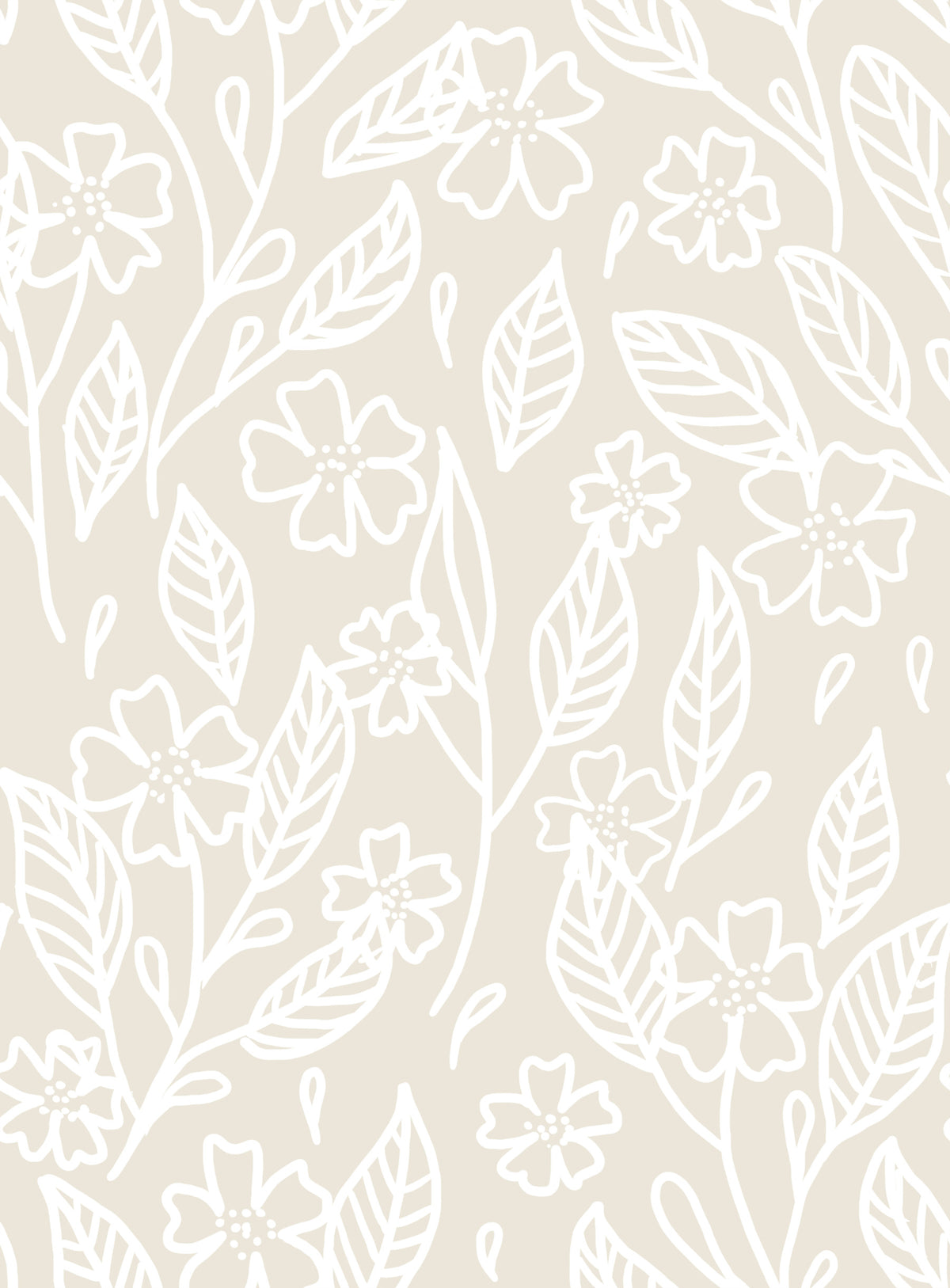 Neutral Floral Wallpaper⁠ in your room — zoomed