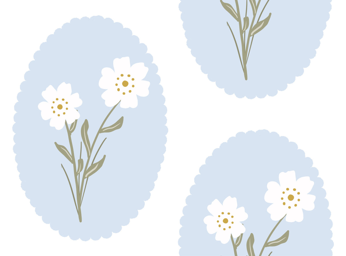 Scalloped Floral Serenity Wallpaper⁠ in your room
