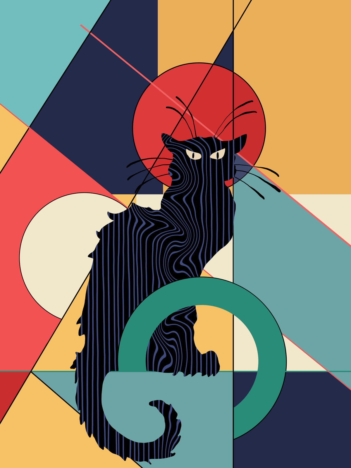 Black Cat Wall Mural in your room — zoomed