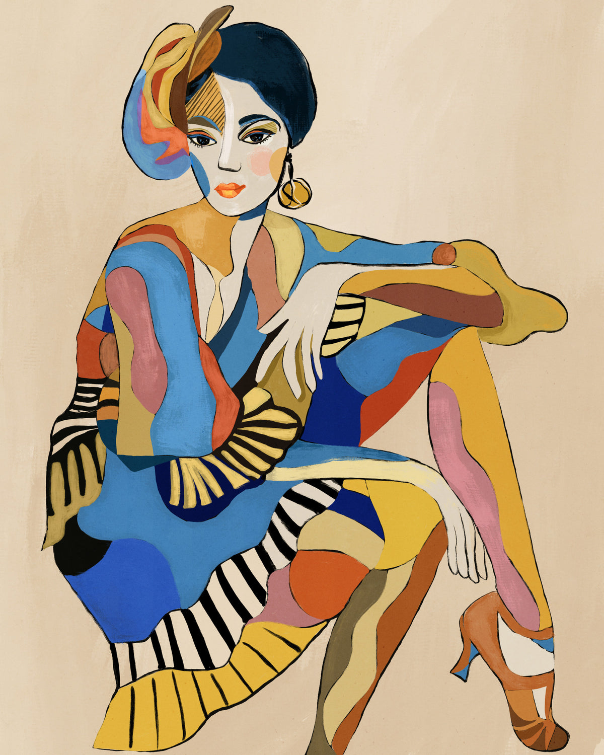 The Cabaret Dancer Wall Mural in your room — zoomed