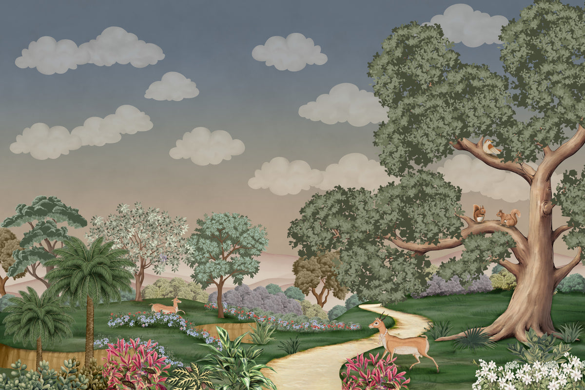 Enchanted Forest Path Wall Mural in your room — zoomed