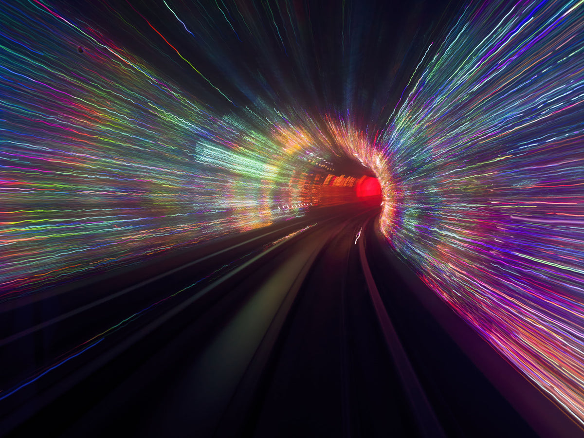 Warp Speed Lights Wall Mural in your room — zoomed